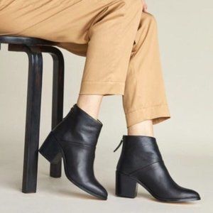 Nisolo Dari Black Leather Zip Heel Minimalist Sustainable Ankle Booties 9.5